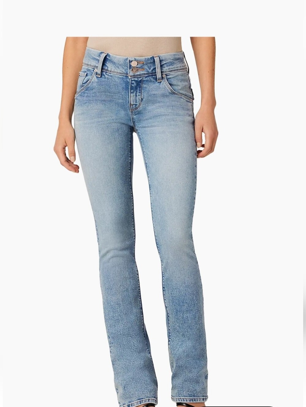 NWT Hudson Jeans Beth Mid Rise Baby Bootcut Motion Light Wash Double Button 26 - Picture 2 of 12